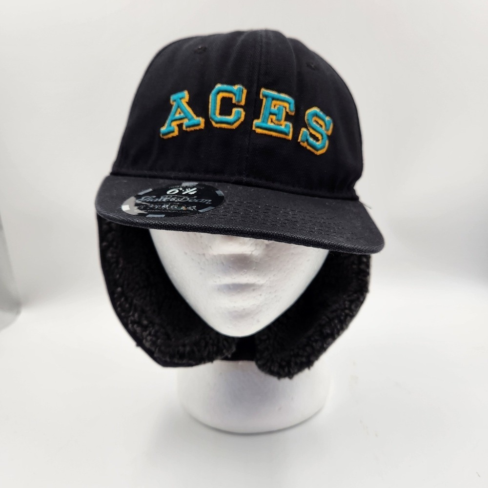 Stall & Dean Black ACES Ear Flap Hat Baseball Cap Size‎ 6 3/4 Streetwear Vintage